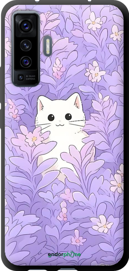 TPU чехол Котик в цветах для Vivo X50 - 6390b-1955 изображение 