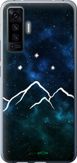 Силиконовый чехол Горы и звезды нарисованы на фоне галактики для Vivo X50 - 6490u-1955 изображение 