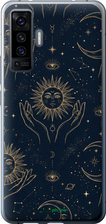 Силіконовий чехол Celestial Harmony: Sun & Moon Gold Mystic Pattern для Vivo X50 - 6778u-1955 изображение 