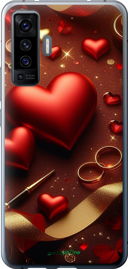 Силиконовый чехол Сердечки v3 для Vivo X50 - 5833u-1955 изображение 