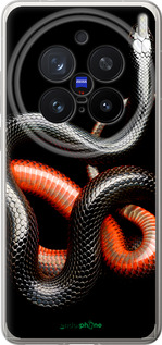 Силіконовий чехол Червоно-чорна змія на чорному фоні для Vivo X200 PRO - 4063u-3883 изображение 