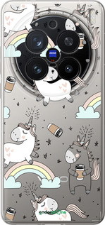 Силиконовый чехол Единорог и кофе для Vivo X200 PRO - 4661u-3883 изображение 