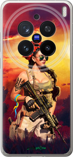 Силиконовый чехол Украинка с оружием для Vivo X200 PRO - 5316u-3883 изображение 