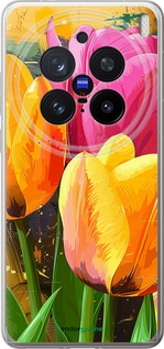 Силиконовый чехол Нарисованные тюльпаны для Vivo X200 PRO - 5990u-3883 изображение 