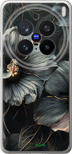 Силиконовый чехол Черные цветы для Vivo X200 PRO - 6031u-3883 изображение 