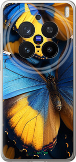 Силіконовий чехол Жовто-блакитні метелики для Vivo X200 PRO - 6046u-3883 изображение 