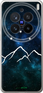 Силиконовый чехол Горы и звезды нарисованы на фоне галактики для Vivo X200 PRO - 6490u-3883 изображение 