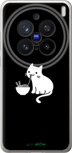 Силиконовый чехол С милым котом на черном фоне для Vivo X200 PRO - 6528u-3883 изображение 