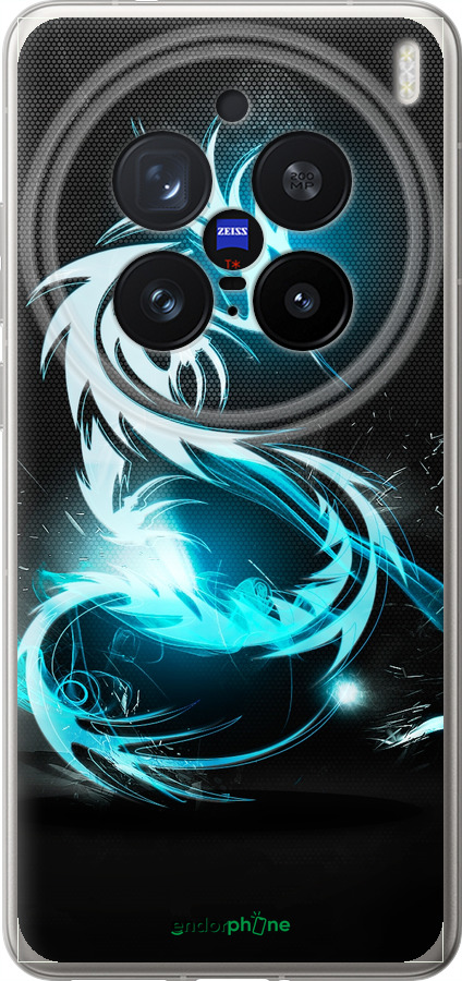 Силиконовый чехол Бело-голубой огненный дракон для Vivo X200 PRO - 113u-3883 изображение 