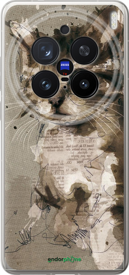 Силиконовый чехол Котёнок из пятен и линий для Vivo X200 PRO - 119u-3883 изображение 