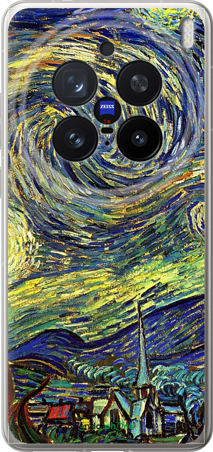 Силіконовий чехол Вінсент Ван Гог. Зоряна ніч для Vivo X200 PRO - 163u-3883 изображение 