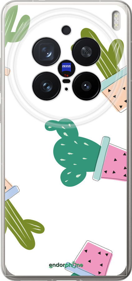 Силиконовый чехол Кактусы в горшочках для Vivo X200 PRO - 3968u-3883 изображение 