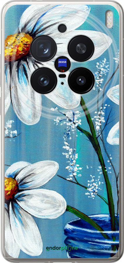 Силіконовий чехол Красиві арт-ромашки для Vivo X200 PRO - 4031u-3883 изображение 