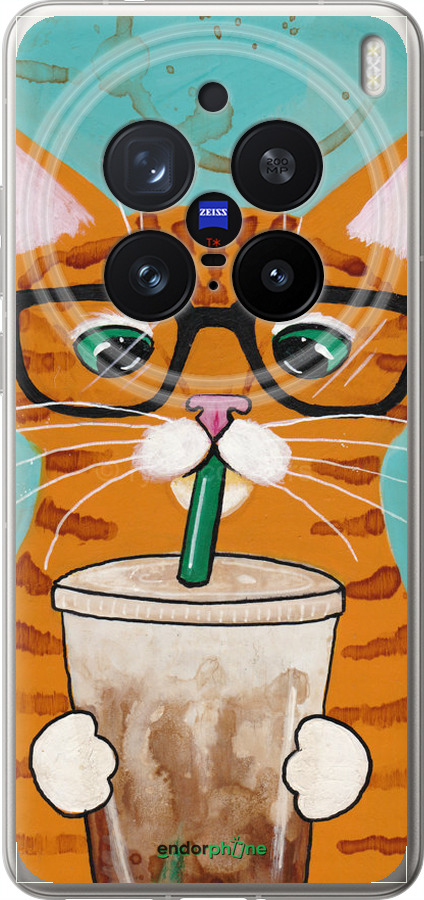 Силіконовий чехол Зеленоокий кіт в окулярах для Vivo X200 PRO - 4054u-3883 изображение 