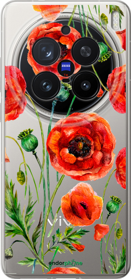 Силіконовий чехол Намальовані маки для Vivo X200 PRO - 4278u-3883 изображение 