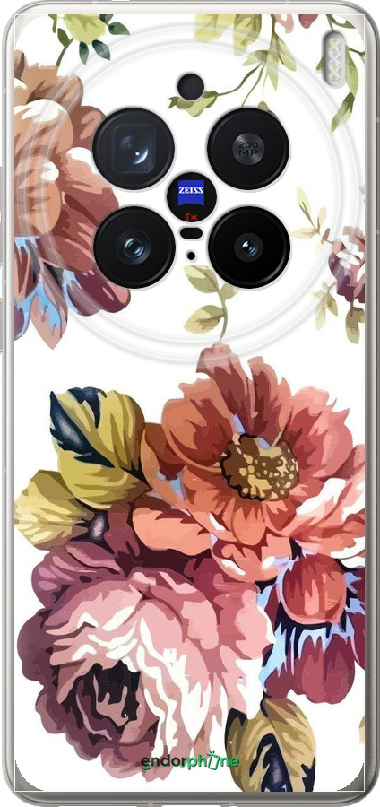 Силиконовый чехол Vintage flowers для Vivo X200 PRO - 4333u-3883 изображение 