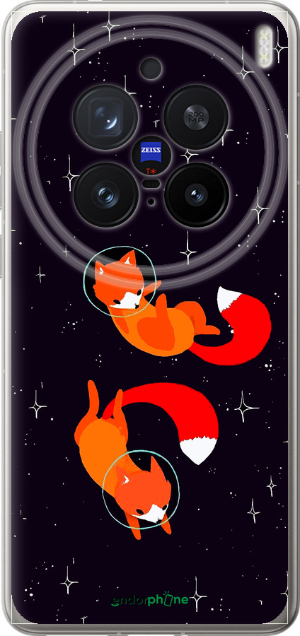 Силиконовый чехол Лисички в космосе для Vivo X200 PRO - 4519u-3883 изображение 
