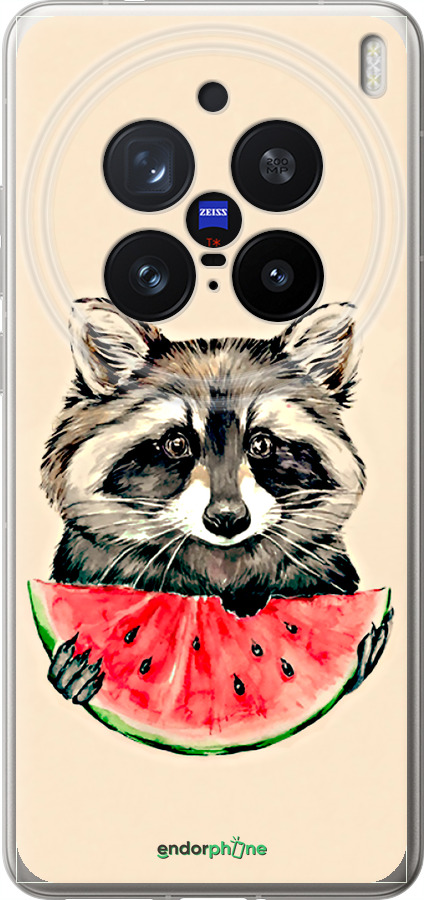 Силіконовий чехол Єнотик з кавуном для Vivo X200 PRO - 4605u-3883 изображение 