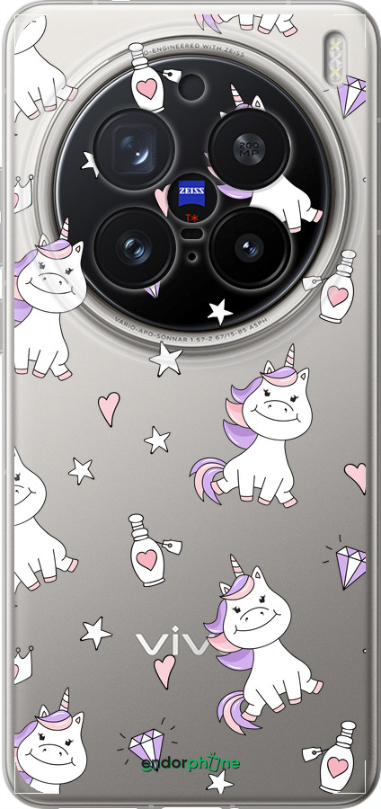 Силиконовый чехол Единорожка v2 для Vivo X200 PRO - 4703u-3883 изображение 