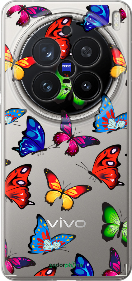 Силиконовый чехол Красочные мотыльки для Vivo X200 PRO - 4761u-3883 изображение 