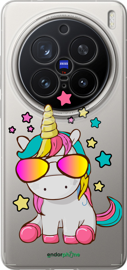 Силиконовый чехол Единорог в очках для Vivo X200 PRO - 4879u-3883 изображение 