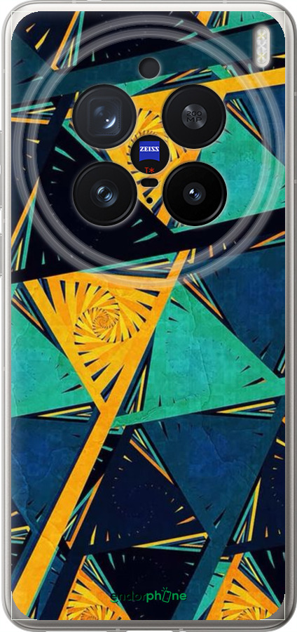 Силиконовый чехол Арт, абстракция, желтый, синий для Vivo X200 PRO - 5382u-3883 изображение 
