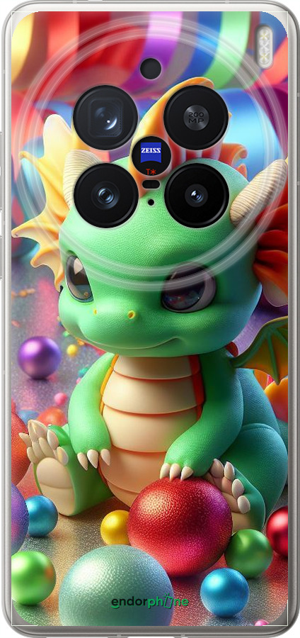 Силіконовий чехол Веселий дракончик для Vivo X200 PRO - 5812u-3883 изображение 