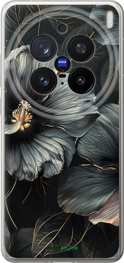 Силиконовый чехол Черные цветы для Vivo X200 PRO - 6031u-3883 изображение 