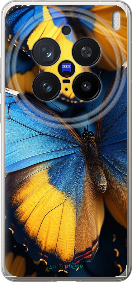 Силіконовий чехол Жовто-блакитні метелики для Vivo X200 PRO - 6046u-3883 изображение 