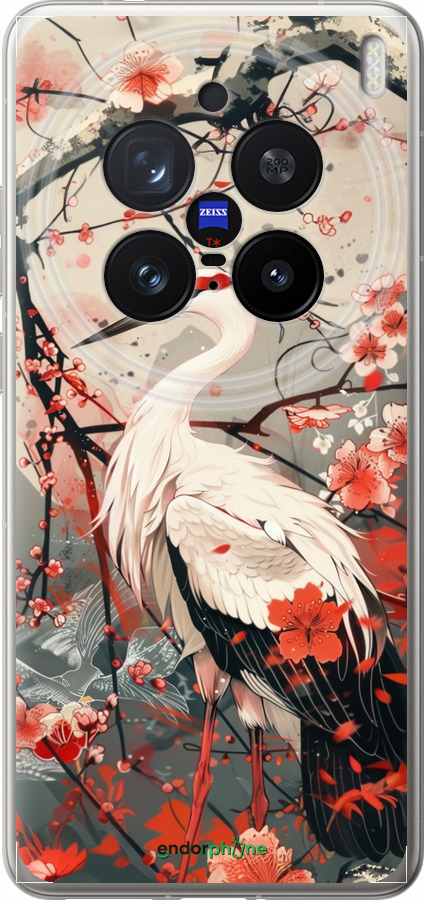 Силіконовий чехол Лелека у цвіту сакури для Vivo X200 PRO - 6109u-3883 изображение 