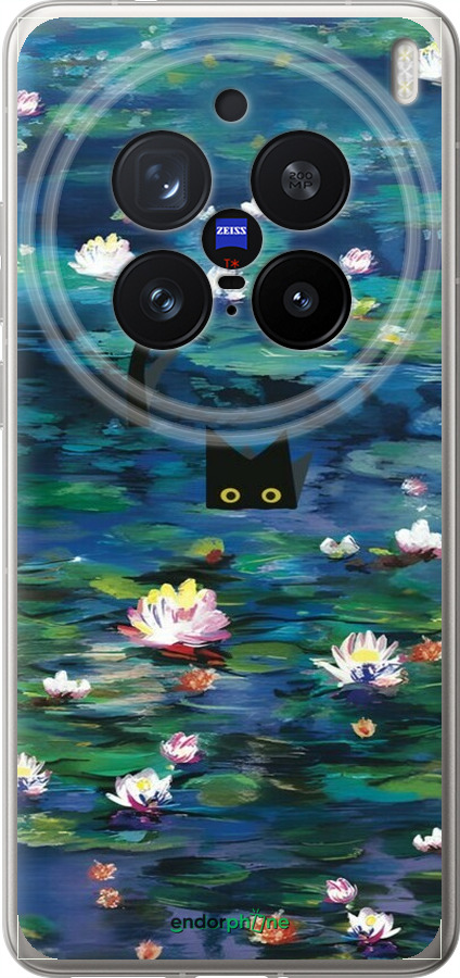 Силіконовий чехол с изображением водяных лилий и кошек для Vivo X200 PRO - 6257u-3883 изображение 