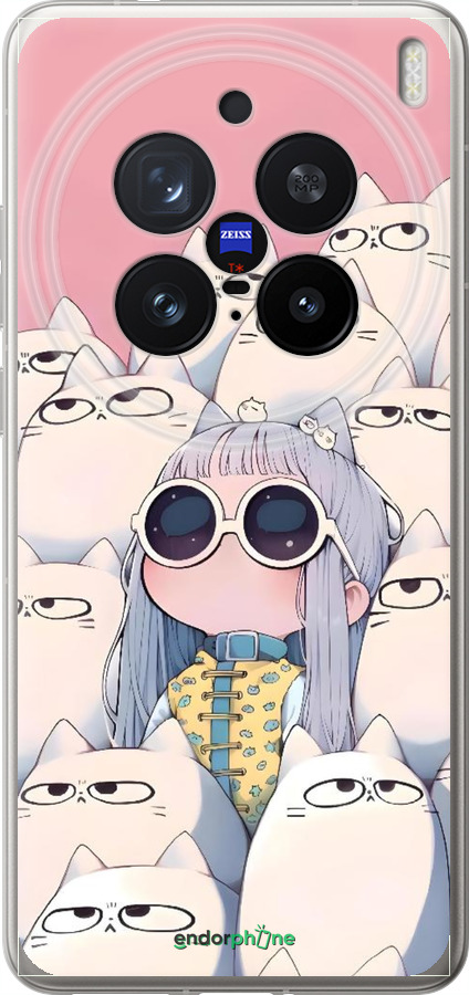Силіконовий чехол Малышка с котами для Vivo X200 PRO - 6295u-3883 изображение 