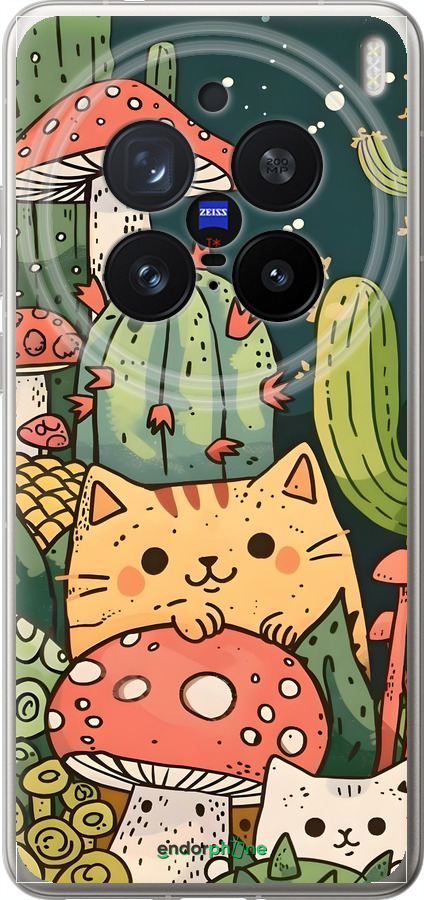 Силіконовий чехол Коти гриби для Vivo X200 PRO - 6321u-3883 изображение 
