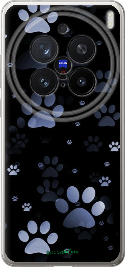 Силиконовый чехол С синими отпечатками лап для Vivo X200 PRO - 6441u-3883 изображение 