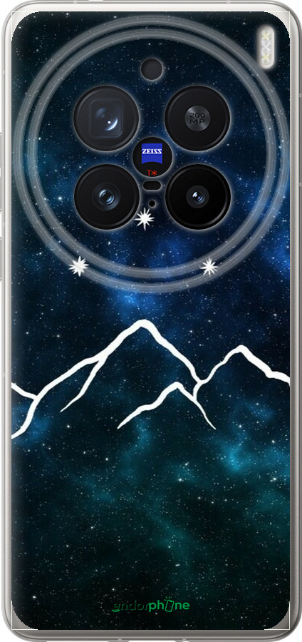 Силиконовый чехол Горы и звезды нарисованы на фоне галактики для Vivo X200 PRO - 6490u-3883 изображение 