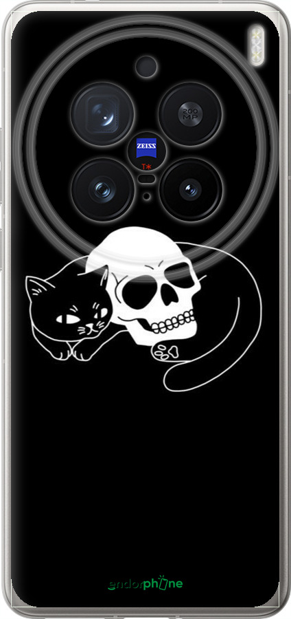 Силіконовий чехол Із зображенням кота та черепа для Vivo X200 PRO - 6491u-3883 изображение 