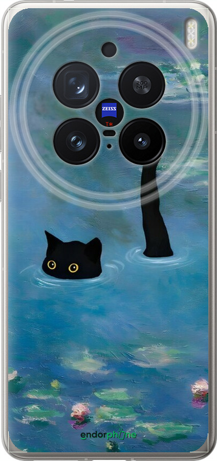 Силіконовий чехол Із зображенням кота та водяної лілії Monet для Vivo X200 PRO - 6519u-3883 изображение 