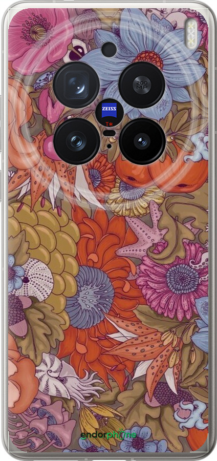 Силиконовый чехол Абстрактные цветы для Vivo X200 PRO - 6526u-3883 изображение 