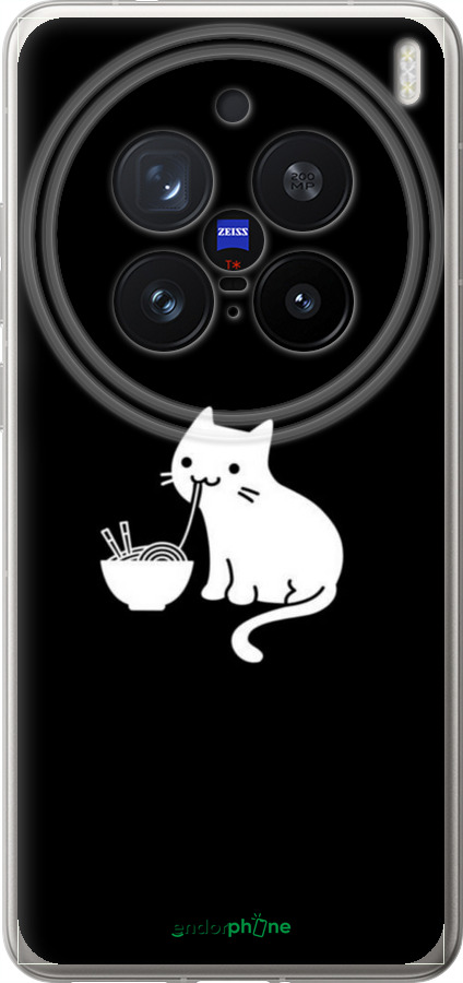 Силиконовый чехол С милым котом на черном фоне для Vivo X200 PRO - 6528u-3883 изображение 