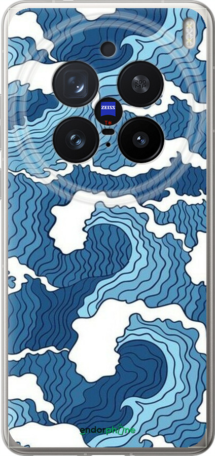 Силиконовый чехол Абстрактный рисунок морских волн для Vivo X200 PRO - 6538u-3883 изображение 