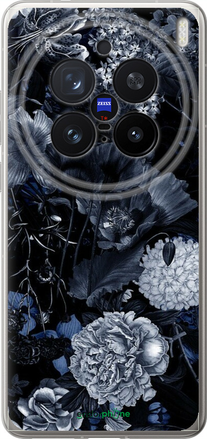 Силиконовый чехол Абстрактный цветочный рисунок в синих тонах для Vivo X200 PRO - 6539u-3883 изображение 