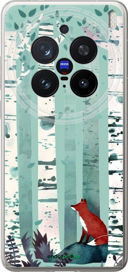 Силиконовый чехол Лис в зелёном лесу для Vivo X200 PRO - 6547u-3883 изображение 