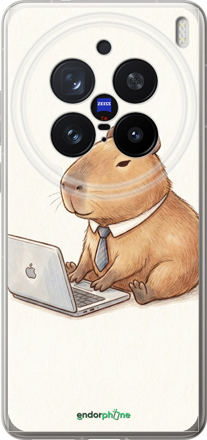 Силіконовий чехол Funny Capybara CEO Working для Vivo X200 PRO - 6777u-3883 изображение 