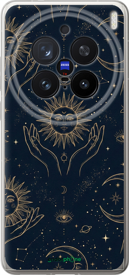 Силіконовий чехол Celestial Harmony: Sun & Moon Gold Mystic Pattern для Vivo X200 PRO - 6778u-3883 изображение 