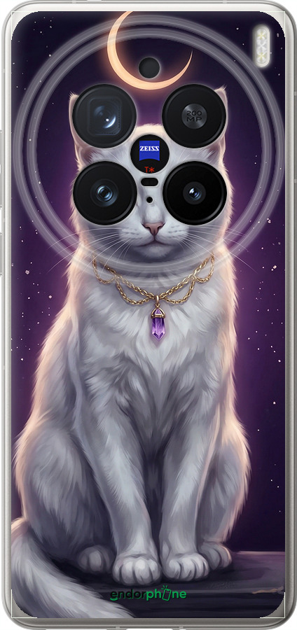 Силиконовый чехол Mystic White Cat Gothic Dark Purple Gold для Vivo X200 PRO - 6805u-3883 изображение 