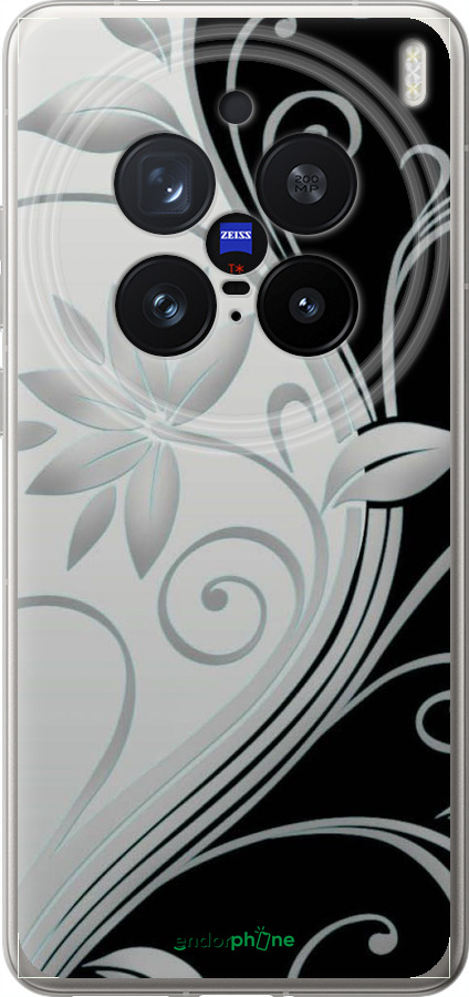 Силіконовий чехол Квіти на чорно-білому фоні для Vivo X200 PRO - 840u-3883 изображение 