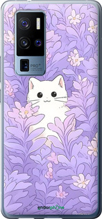Силиконовый чехол Котик в цветах для Vivo X50 Pro Plus - 6390u-2056 изображение 