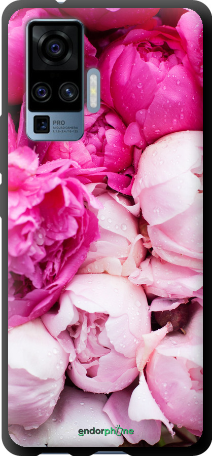 

Coque du TPU noir "Pivoines roses" pour Vivo X50 Pro, Rose