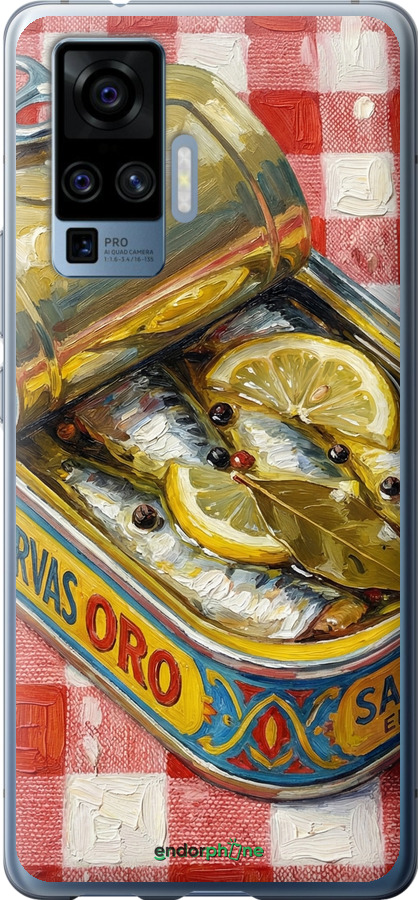 Силиконовый чехол Vintage Sardine Tin Phone для Vivo X50 Pro - 6772u-1956 изображение 