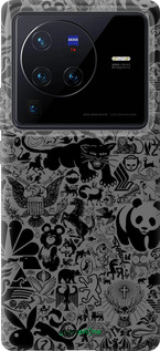 Силиконовый чехол Чёрно-серый стикер бомбинг для Vivo X80 Pro - 2432u-2630 изображение 